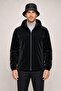 Men's Black Hooded Nova Fabric Stylish Seasonal Water and Windproof Raincoat - 2