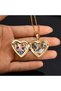 Patterned Heart Gold Model Picture Necklace with Openable Metal Cover - 3