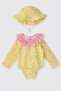 Baby Girl Upf 40+ Uv Protection Yellow Swimsuit Set with Hat