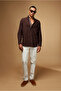 Long Sleeve Regular Fit Button Collar Linen Look Sports Cotton Shirt - 4