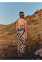 Zebra Patterned Draped Collar Dress - 4