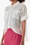 Basic Body Detailed Double Pocket Crop Shirt - 7