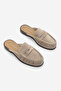 Women's Genuine Leather Closed-Front Stitched Drawstring Moccasin Loafer Daily Slippers Calista Beige Suede - 7