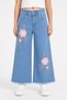 26904-26 Girls' Denim Trousers Wide Leg Floral Embroidery Detailed Tassel Leg Casual Comfortable Jean Pants - 4