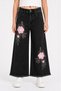 26904-26 Girls' Denim Trousers Wide Leg Floral Embroidery Detailed Tassel Leg Casual Comfortable Jean Pants - 4