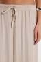 Women's relaxed fit beige trousers with drawstring waist and elasticated wide leg - 4