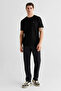 Men's Black Crew Neck Regular Fit Logo T-Shirt - 3