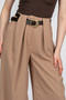 Women's Summer Camel Bellara Wide Pleated High Waist Belted Trousers Stylish Daily Comfortable 30374 - 2