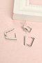 Women's Gray Color 3-Piece Stone Detailed Geometric Steel Earring Set - 3