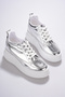 Extendable Height Increasing Women's Interior Hidden Heel Shiny Silver Sports Shoes Sneaker - 4