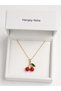 Cherry Figured Women's Necklace Gift 316L Stainless Steel Red Green - 3
