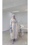 Linen Fabric Patterned Belted Hijab Dress - Floral Summer Stylish Long Dress 135 cm (Cotton Lining Recommended, Not Lined) - 4