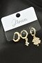 Gldisptm 3 Pieces Clover Zircon (33009) Stone Earrings-Yellow - 2