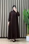 Sadakat Ferace Rabia Fabric Women's Bitter Brown Over-The-Knee Zippered Kiloş Cut Ferace