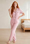 Shirt Collar Short Sleeve Buttoned Summer Pajama Set Pink Striped - 5