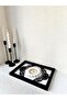 Handmade Lace Wooden Tray & Presentation Plate & Decorative Board 34X24 cm – Black and White Stylish Design - 3