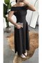 Women's Black and White Polka Dot Boat Neck Midi Dress – Off-The-Shoulder, Waist-Fitted, Stylish & Formal Dress - 5