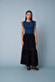 Cotton Long Skirt with Lace Detail