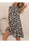 Women's Sleeveless Back Tie Ruffled Leopard Print Single Jersey Dress - 2