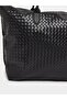 Black Woven Faux Leather Tote Bag - 2