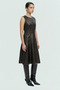 Faux Leather Sleeveless Stitched Piece Tunisien Collar Dress - 3