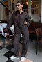 Bitter Brown Transparent Relax Fit Striped Suit Mg2740 - 4