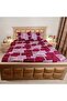 Boho Print King Size Bedsheet 108x108 Inches - Ultra Soft 100% Cotton Bedding Set - Wrinkle Resistant Deep Pocket Sheet with Matching Pillow Covers - Maroon Tropical Leaf
