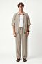 Striped lyocell blend relaxed fit trousers - beige - 4