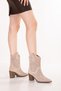 Women's Genuine Leather Laser Perforated Heeled Summer Western Cowboy Boots Dogota Beige Suede - 3