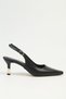 Women's Black Open-Back Heeled Shoes Pointed Toe Stylish Short-Heeled Evening Dress Stilettos