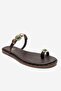 Martinez Brown Buckle Genuine Leather Women's Flip Flops - 3