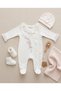Baby Girl Embroidered Romper and Hat - 100% Natural Cotton - Cream