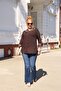 Plus Size Brown Shirt with Lace Detail - 6