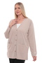 Women's Buttoned Pocketed V-Neck Casual Summer Combed Cotton Mother's Jacket Cardigan