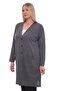 Women's Buttoned Pocketed V-Neck Casual Summer Combed Cotton Long Mother's Jacket Cardigan - 3