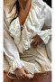 Ruffle Detailed Lace-Up Design Long Sleeve Shirt - 5