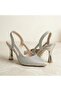 (Öz Maçan) Women's Closed Toe Heeled Shoes Silver - 3