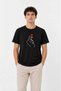 Men's Korean Finger Heart Love Themed Minimal Printed T-Shirt Summer Short Sleeve T-Shirt - Black - 4