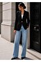 Women's Black Blazer Jacket with Pocket Detail - 3