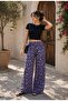 Woven Viscose Trousers with Wide Legs and Patterned Design - 2