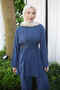 Navy Blue Tie-Waist Tunic and Trousers Modal Set - 3