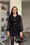 Shirt Collar Stone Button Detailed Blouse - Black - 5