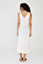 Women's Ecru V-Neck Lightly Textured Summer Strap Knit Dress - 8