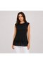Women's Black Pleated Bottom Detailed Sleeveless Tunic Blouse Loose Cut Stylish Blouse