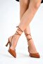Taba Skin Finished Upper, Pointed Toe, Open Back, with Roped Ties, 9cm Wedge Heel, New Season - 2