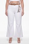 Women's White High Waist Belted Spanish Flare Pants with Belt Detail - 3