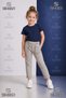 Girls' Plain Trousers with Elastic Waist, Lycra, Folded Cuffs Style 6.Mdl
