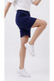 Women's Navy Blue Oversize Fit Shorts Bermuda Comfortable Fit with Side Pockets - 5