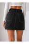 High Waist Mini Jean Skirt - 8