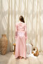 Paleros Ruffle Detail Pink Long Dress - 5